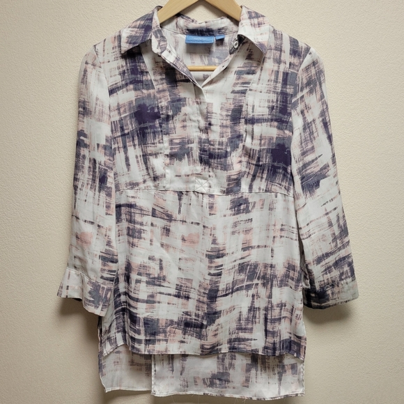 Simply Vera Vera Wang Tops - Simply Vera Vera Wang Printed Split Draped Back Blouse XS